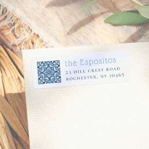 Italian Tiles   Custom Name & Address Return Address Label