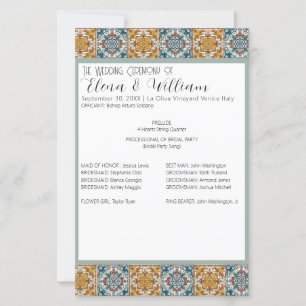 Italian Tiles Destination Wedding Ceremony Program