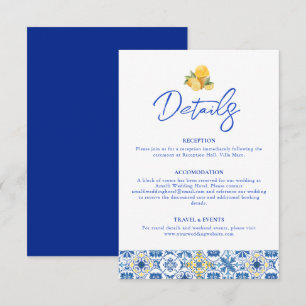 Italian Tiles La Dolce Vita Destination Wedding Enclosure Card