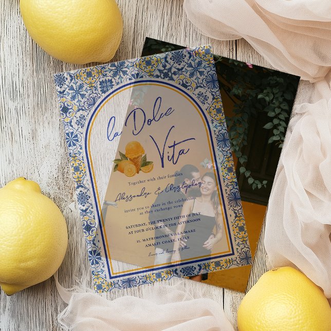 Italian Tiles La Dolce Vita Wedding Vellum Invitations (Creator Uploaded)
