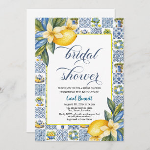 Italian Tiles Lemon Theme Summer Bridal Shower Invitation