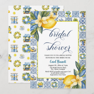 Italian Tiles Lemon Theme Summer Bridal Shower Invitation