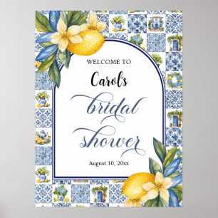 Italian Tiles Lemon Theme Summer Bridal Shower Poster
