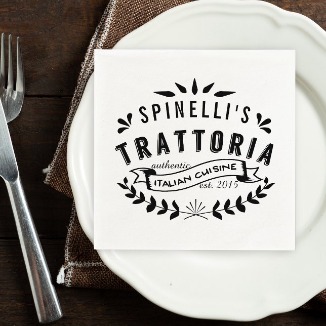 Italian Trattoria Personalised Restaurant Logo Napkin (Creator Uploaded)