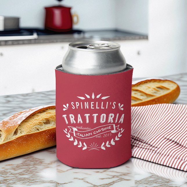 Italian Trattoria Personalised Restaurant Logo Red Can Cooler (Creator Uploaded)