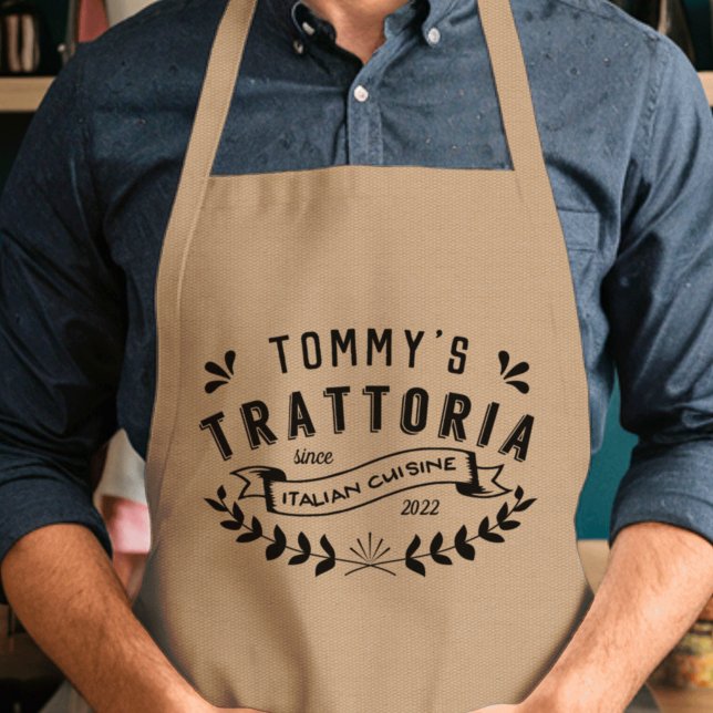 Italian Trattoria Personalized Restaurant Logo Standard Apron (Creator Uploaded)