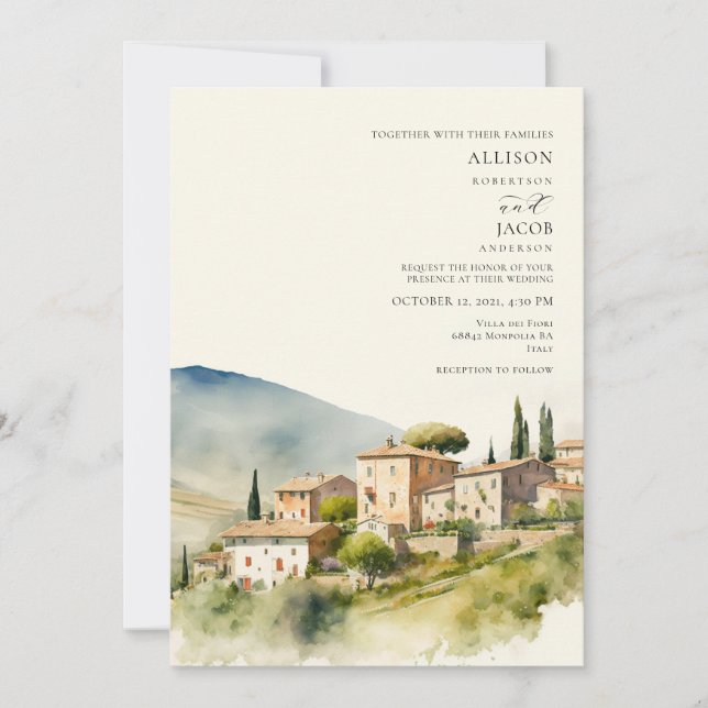 Italian Tuscany Villa Tuscany Wedding Invitation (Front)