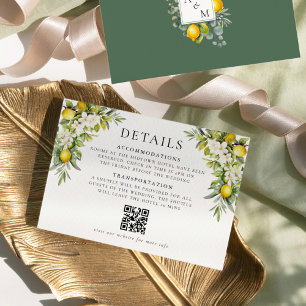 Italian Villa Lemons & Olives Wedding Details Enclosure Card