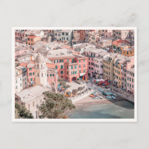 Italian Village Cinque Terre Vernazza Aerial Photo Postcard