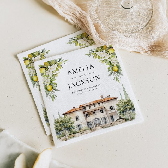 Italian Villas Lemons & Olives Napkin (Creator Uploaded)