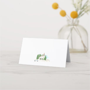 Italian Watercolor House Mountain Wedding Place Card