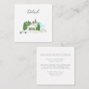 Italian Watercolor House Wedding Details Enclosure Card
