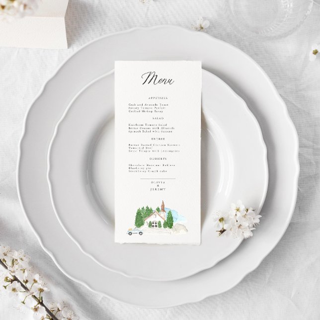 Italian Watercolor House Wedding  Menu (Creator Uploaded)