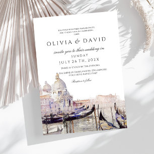 Italian Wedding Watercolor Venice Elegant Modern Invitation