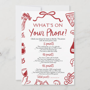 Italian What's On Your Phone Bridal Shower Game Invitation