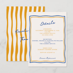 italian whimsical doodle wedding details card