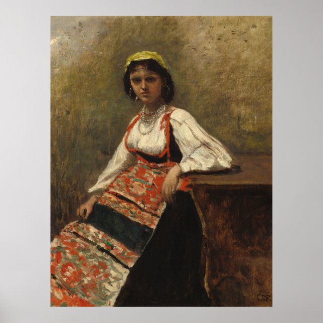 Italian Woman (La Morieri) by Corot Poster (Front)