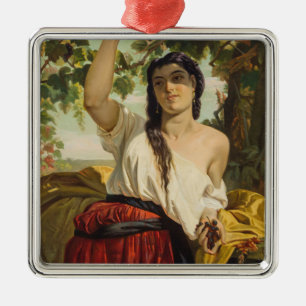 Italian Woman Picking Grapes (Summer Harvest) Metal Ornament