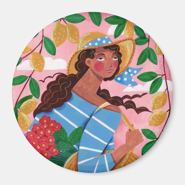 Italian Woman Summer Beach Vacation Magnet (Front)