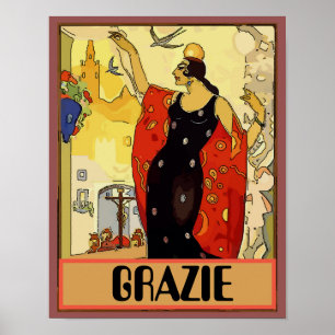 Italian Woman &  Wine, Vino Poster