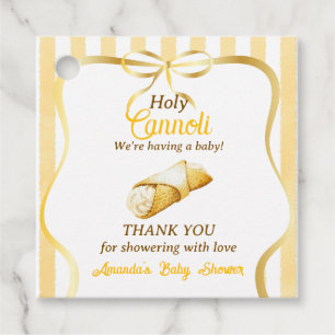 Italian Yellow Bow Cannoli Baby Shower Decor Favour Tags