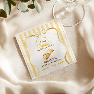 Italian Yellow Bow Cannoli Baby Shower Decor Napkin