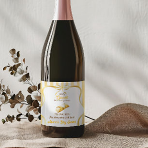 Italian Yellow Bow Cannoli Baby Shower Favour Sparkling Wine Label