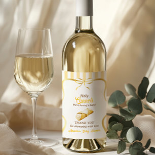 Italian Yellow Bow Cannoli Baby Shower Favour Wine Label