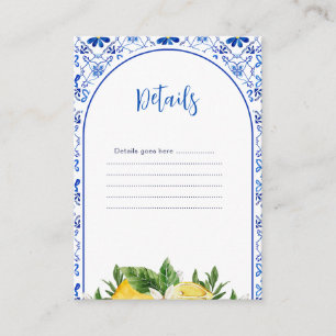 Italian Yellow Floral Lemon Details Enclosure Card