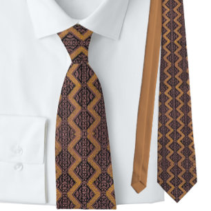 Italian Zig Zag Brown Gold European Tie