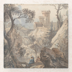 Italianate Landscape with Castle - Paul Sandby Glass Coaster