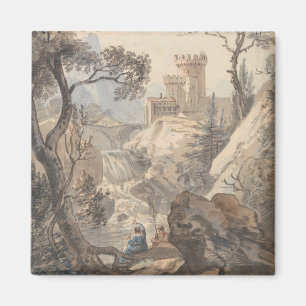 Italianate Landscape with Castle - Paul Sandby Magnet