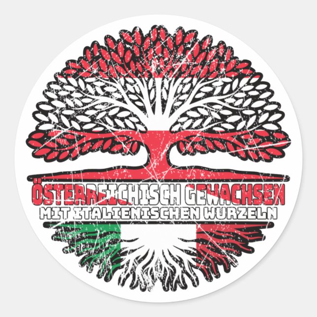 Italien Italienisch Österreichisch Österreich Baum Classic Round Sticker (Front)