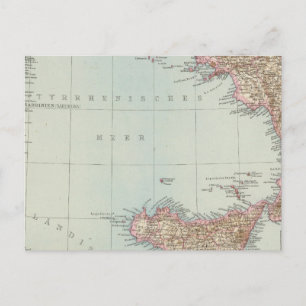 Italien sudliche Halfte, Map of South Italy Postcard