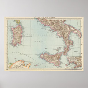 Italien sudliche Halfte, Map of South Italy Poster