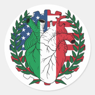 Italo-American USA US United States Italian Italy Classic Round Sticker
