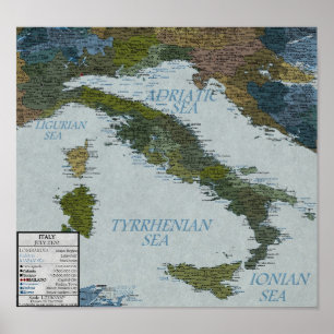 Italy - 100 m Sea Level Rise Poster