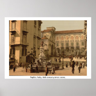 Italy, 19th century Naples street scene Poster