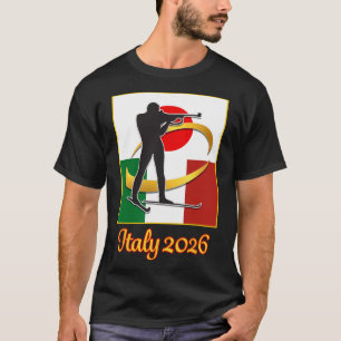 Italy 2026 Biathlon Japan Italy Flags 2026 Winter T-Shirt