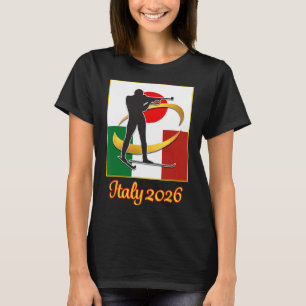 Italy 2026 Biathlon Japan Italy Flags 2026 Winter T-Shirt