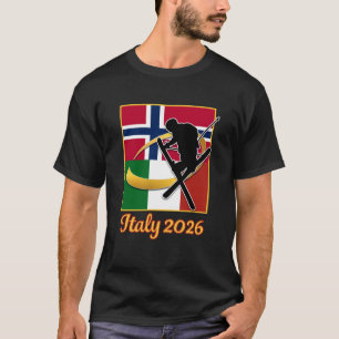 Italy 2026 Freestyle Skiing Italy Norway Flag Wint T-Shirt