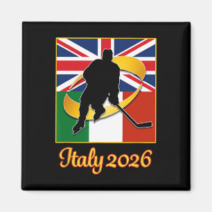 Italy 2026 Ice Hockey United Kingdom Italy Flag Wi Magnet