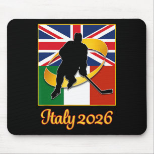Italy 2026 Ice Hockey United Kingdom Italy Flag Wi Mouse Pad