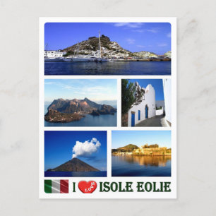 Italy - Aeolian Islands - I Love - Postcard