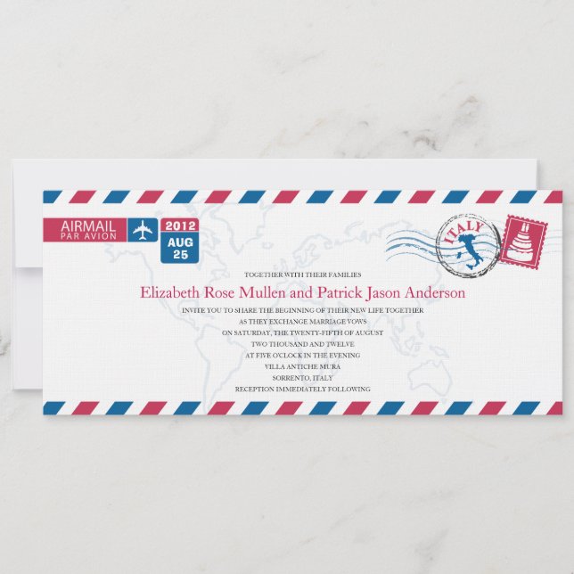 ITALY Airmail Wedding Invitation (Front)