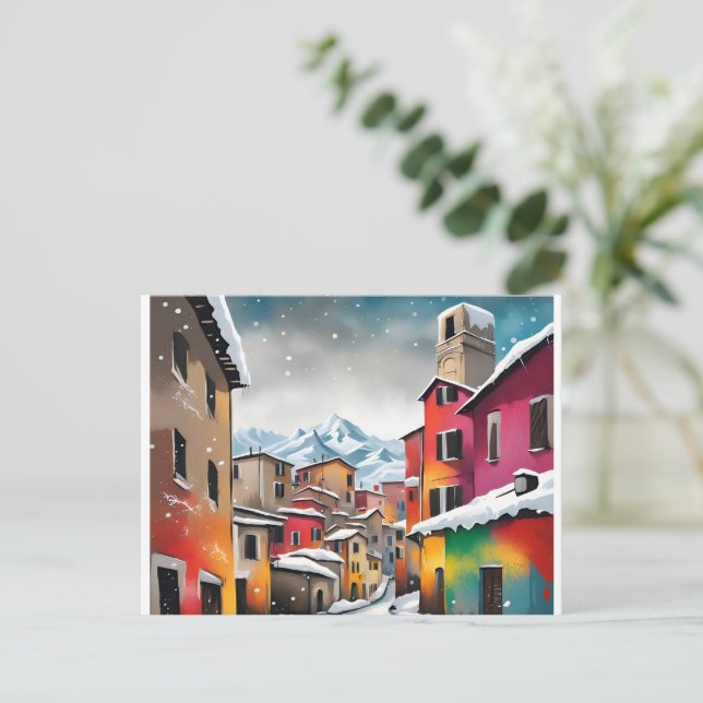 Italy, Alpes, Winter  Christmas Postcard 008 (Standing Front)