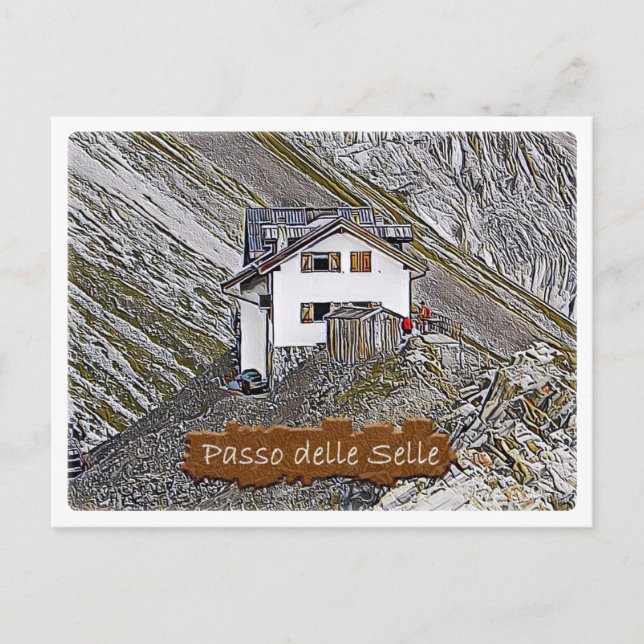 italy - alpine hut Passo delle Selle - Dolomiti - Postcard (Front)