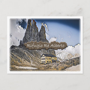 Italy - alpine hut Re Alberto - Dolomiti - Postcard