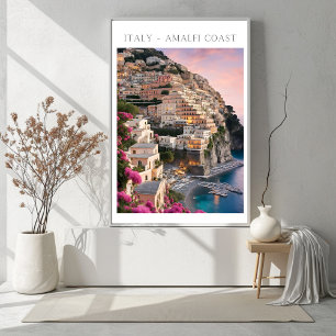 Italy Amalfi Coast Positano Flowers Print Poster