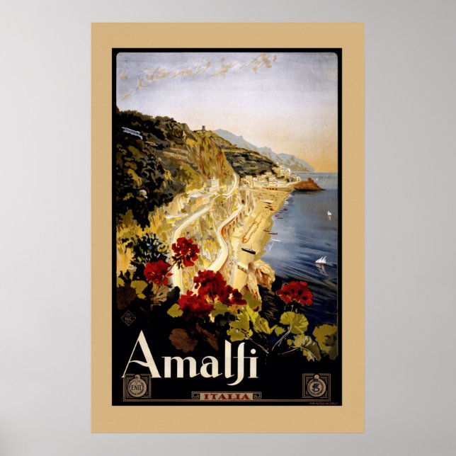 Italy Amalfi Coast Vintage Travel Poster (Front)